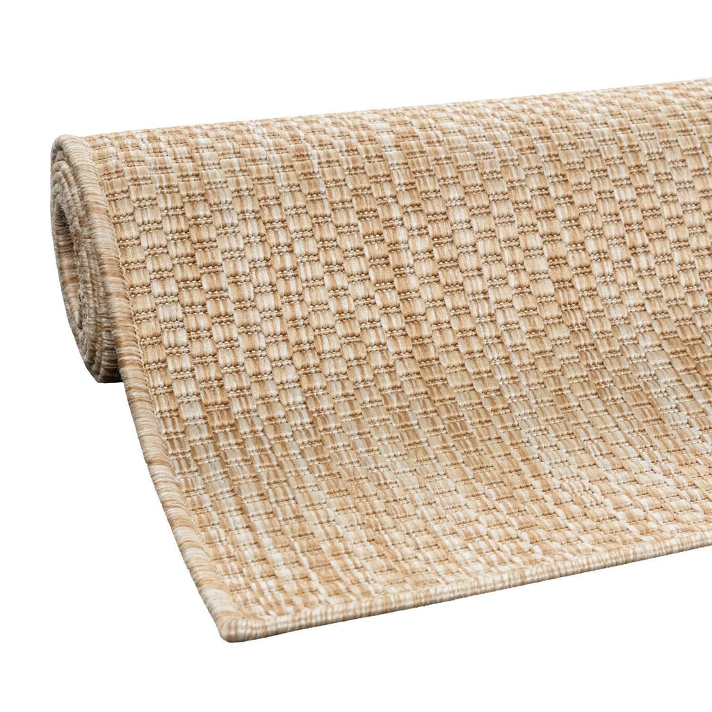 Solid Outdoor Rug for Patio or Balcony weatherproof Mottled Light-Brown Beige